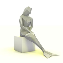 sirène de la pensée art animaux pose danse géométriques minimaliste et abstraite sculpture l'homme femme low poly mode 3d print model - Mito3D