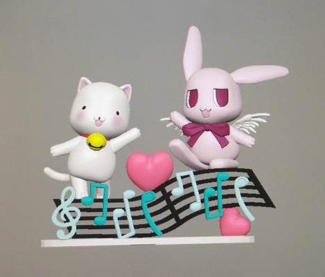 puntadas takuto luna llena wo sagashita arte lleno mon anime manga arte fan conejito gato kawaii lindo corazón música alas estatua 3d print model - Mito3D