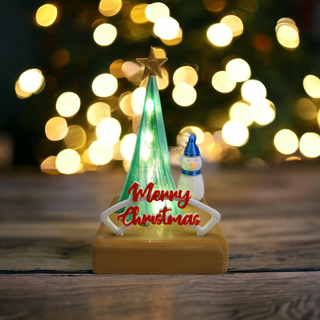 alegre Navidad natale ligero árbol monigote nieve mesa 3d print model - Mito3D