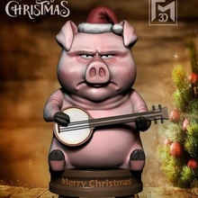 alegre Natal porco alegre Natal natal papai noel papai noel claus stl 3d 3d print model - Mito3D