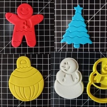 merry christmas set cookie cutter santa claus gingerbread snow man 3d print model - Mito3D