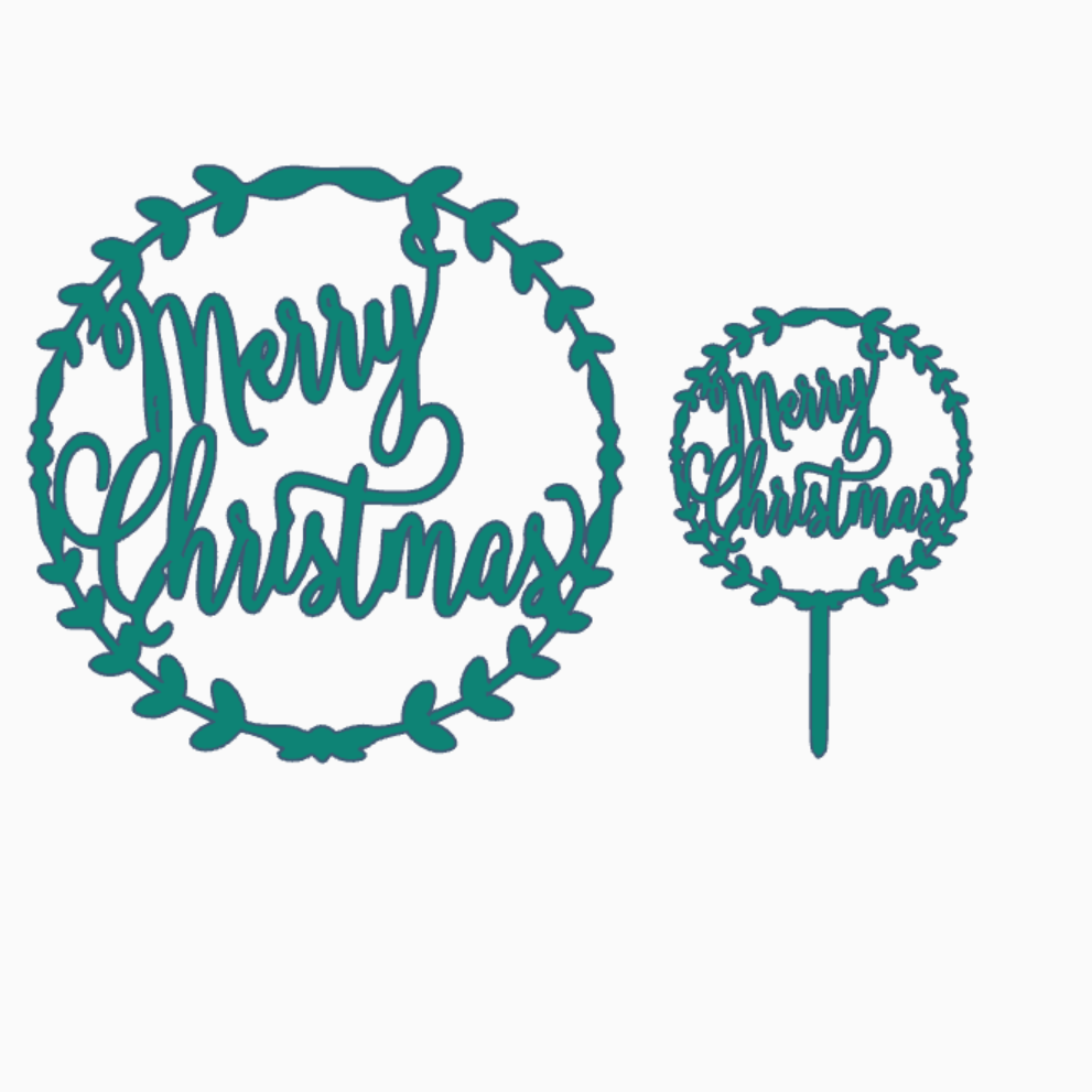 merry christmas wreath cake topper xmas navidad dulce pascuasl fiestas 3D print model - Mito3D