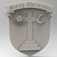merry christmas art crest gift banner sun moon 3d model stl