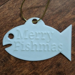 merry fishmas ornament fish christmas decoration holiday winter december fishing funny 3d print model - Mito3D