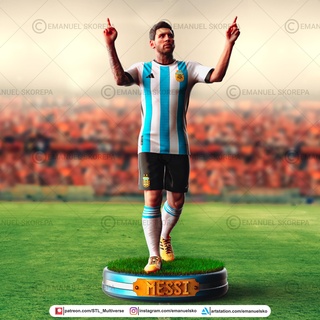 messi Argentina catar Catar fifa mundo copo stl 3dprint etapa escultura futebol jogador futbol estátua 3d print model - Mito3D