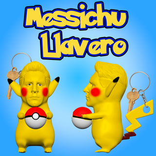 México Pikachu messi cabeza impuesto mesilla llave anillos keychaindemessiypikachu 3d print model - Mito3D
