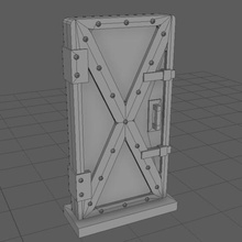 metal bunker door game terrain boardgame bolted security shapeship space 3d print model - Mito3D