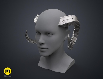 métal cornes klaxon accessoires casque tête produits beauté cosplay fantaisie diable démon animal mouton chèvre bête animagus 3d print model - Mito3D