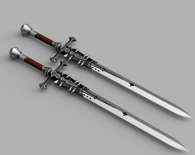 meteor engerek çift Kılıçlar 3d print model - Mito3D