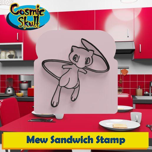 mew sandwich stamp pokemon legendary mewtwo mega gigantamax bread kitchen tool decoration gift functional 3D print model - Mito3D
