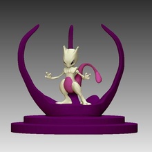 mewtow pokemon + base Spiel legendär ist nintendo video-Spiel diorama Abbildung statuette alien 3d print model - Mito3D