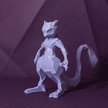 mewtwo low-poly pokemon game psychic rpg gameboy purple all collection pok mon movie go poly low mew-two two mew lowpoly polygon 3d print model - Mito3D