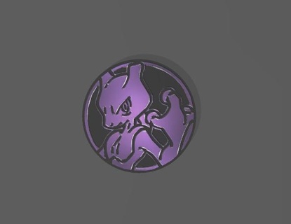 mewtwo pokemon coin tcg mew trading card role 3d print model - Mito3D