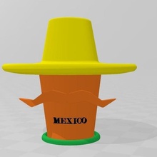 mexic florero de la arquitectura méxico mexicano personalizado las setas los bigotes estilo decorativos planta flor jardín rosa naturaleza verde 3d print model - Mito3D