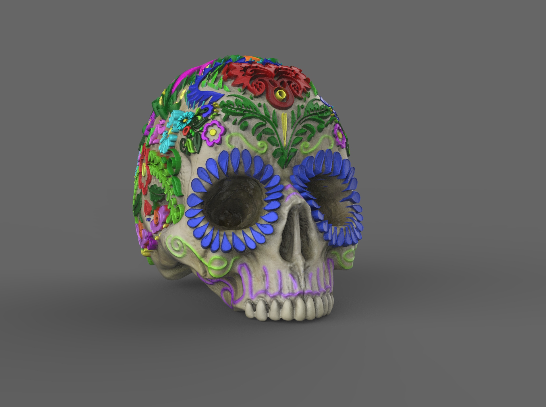 mexicano día of muerto cráneo arte víspera santos 3D print model - Mito3D