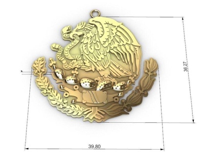 mexican shield pendant mexico colgantedemexico said jewelry 3d print model - Mito3D