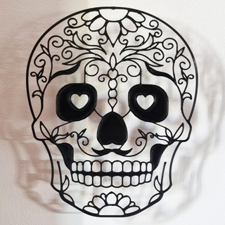 mexican skull mexico tatoo lowpoly art wallart day dead folklore sugar skulls 3d print model - Mito3D