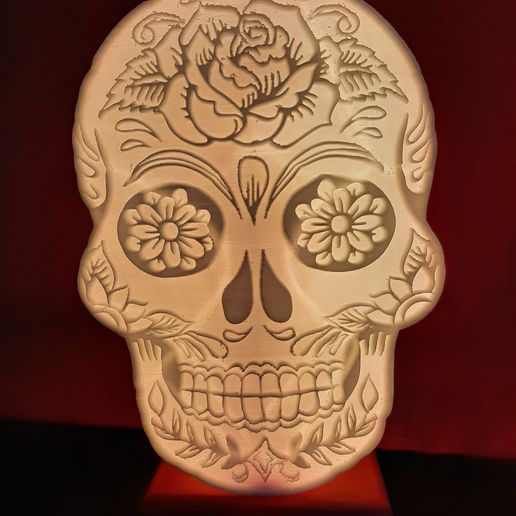 mexicano crânio ossos cruzados litofania 3D print model - Mito3D