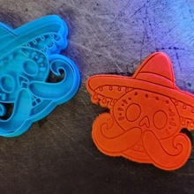 mexicano crânio cortador morto Bruxas biscoito biscoitos mofo bigode México fundente 3d print model - Mito3D