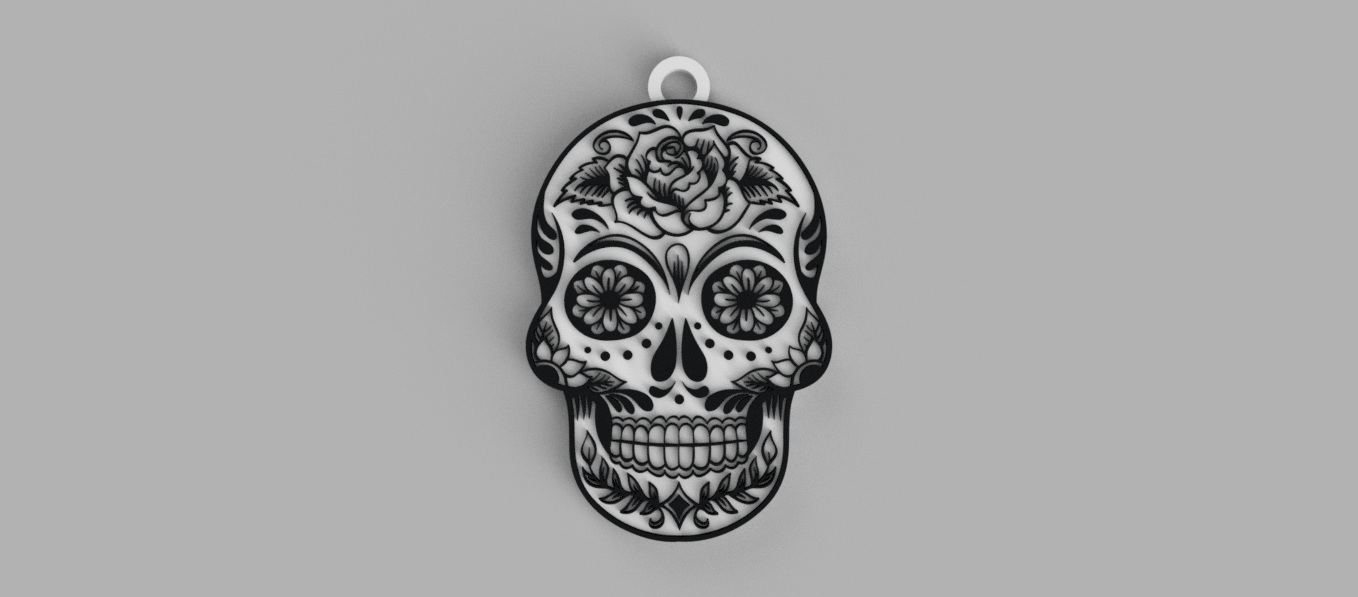 mexican skull 2 keychain - pendant earring 3D print model - Mito3D