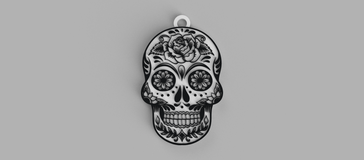 mexican skull 2 keychain - pendant earring 3d print model - Mito3D