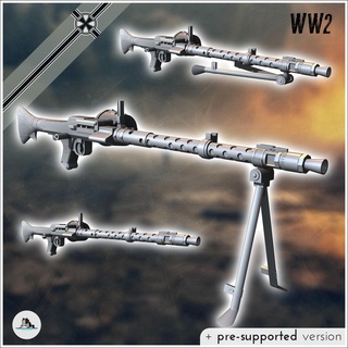 mg 34 maschinengewehr machine gun bipod - rpg germany eastern western front normandy stalingrad berlin bulge wwii scenery military cannon equipment weapon mini wargame arm firearm german bolt blitzgrieg ww2 second action world war wehrmacht flames 3d print model - Mito3D