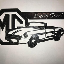 mgb Roadster 2d Mauer Kunst Wandkunst Lowpoly Wagen Jahrgang poly Logo Erinnerungsstücke britisch Rennauto 3d print model - Mito3D
