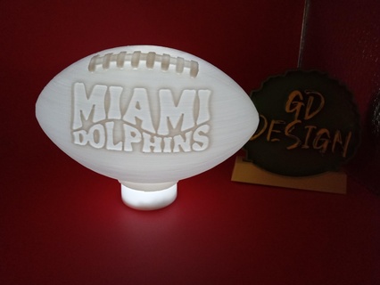 miami dolphins 3d wave nfl football tealight Various light reading party nightlight office kids room art decor man cave she shed sports game 3d print model - Mito3D