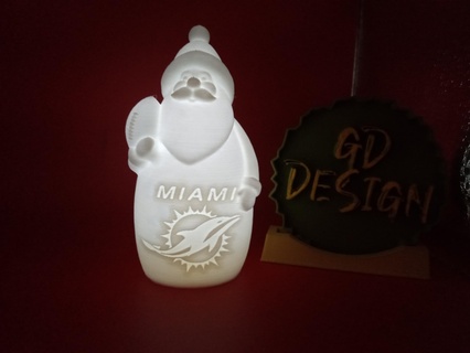 miami dolphins christmas football santa light Various tealight reading party nightli ght office kids room art decor man cave she shed 3d print model - Mito3D