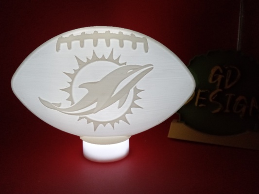 miami dolphins nfl football light tealight reading party nightlight office kids room art decor man cave she sports game 3d print model - Mito3D