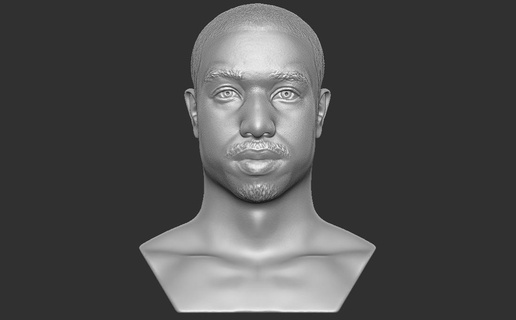 michael b jordan bust 3d printing creed actor sylvester stallone zac efron hollywood celebrity black panther boxer famous pitt di caprio 3d print model - Mito3D