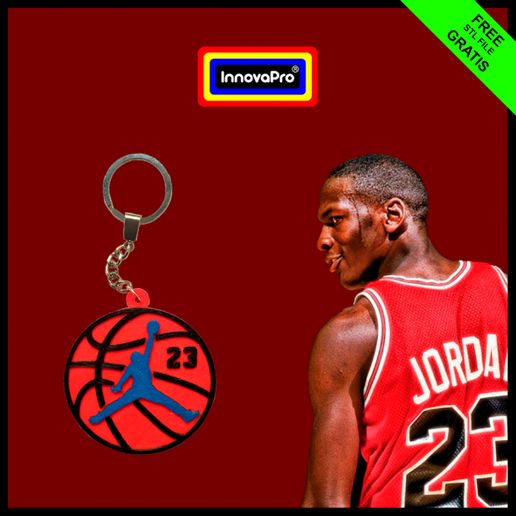 Michael Ürdün anahtarlık takı top Basketbol Uzay reçel nike logo kolye anahtar yüzük 3D print model - Mito3D