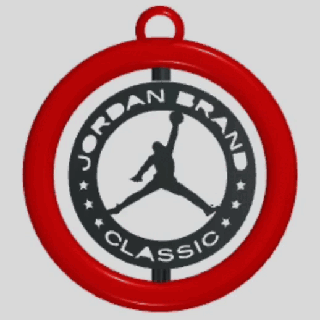 michael jordan logo one two color rotating key ring keychain rotary jewel necklace 3d print model - Mito3D