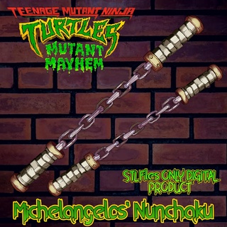 Michel Ange Nunchaku adolescent mutant ninja tortues total grabuge tortue tmnt jouets dessin animé Jeux Léonard Donatello Raphael Jeu reptile super héros cosplay bijoux 3d print model - Mito3D