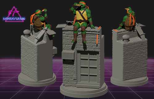 Michelangelo tmnt karikatür masa oyunu kaplumbağa oyun oyuncaklar nostaljik 3d print model - Mito3D