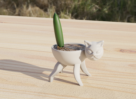 Michi tencere kaktüs sulu saksı kedi deko 3d print model - Mito3D