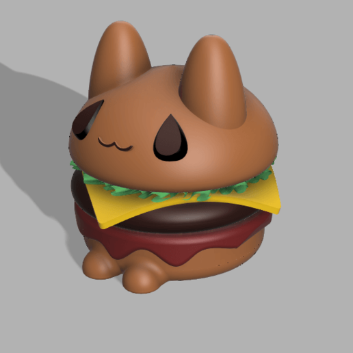michiburger 3 catburger cat kitty burger savoureux mignon kawaii adorable nice chaton hamburger 3D print model - Mito3D