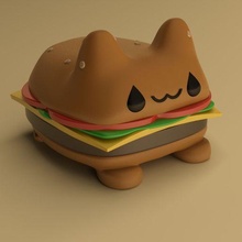 Michiburguer gato Hamburger michiburger 3d print model - Mito3D
