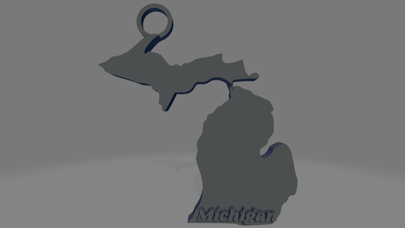 Michigan portachiavi chiavi Uniti d'America America unito souvenir americano detroit mille dollari rapide warren 3d print model - Mito3D