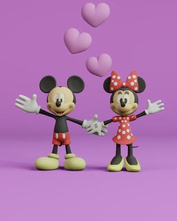 Mickey Minnie art Jeu jouet action Pokémon disney dessin animé mignonne Accueil maison collectionner valentines sculpture personnage 3d print model - Mito3D