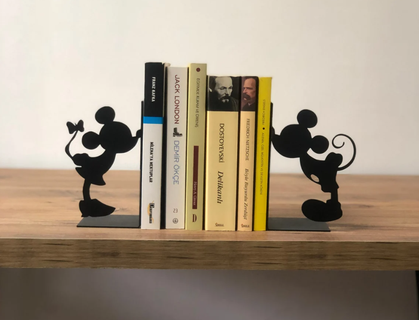 mickey & minnie book holder bookend bookend bookholder book holder book books bookends book support  3d print model - Mito3D