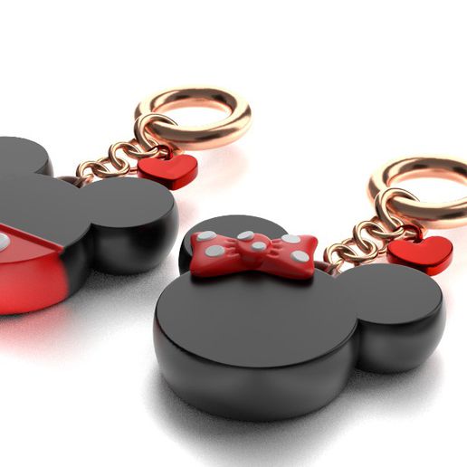 mickey & minnie keychains pendants valentine's day love gift romantic valentines kawatoys customizable kawaii disney 3D print model - Mito3D