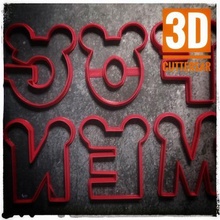 Mickey alphabet biscuit coupeur stl fondant froid porcelaine 3d print model - Mito3D