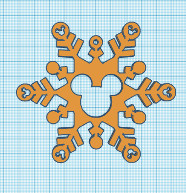 mickey disney snowflake ornament christmas thanksgiving gift 3D print model - Mito3D