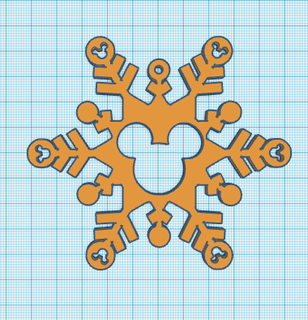 mickey disney snowflake ornament christmas thanksgiving gift 3d print model - Mito3D
