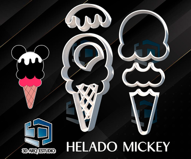 Mickey hielo crema Galleta cortador ratón 3d print model - Mito3D