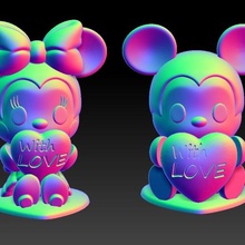 mickey minnie love valentine's day pendants & decorations jewelry 3d print model - Mito3D