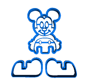 Mickey ratón 3d Galleta cortador conjunto 3d print model - Mito3D