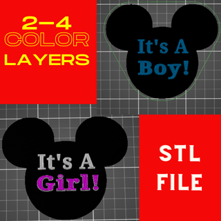 mickey mouse baby shower decor cake topper gender reveal gifts boy girl decor cupcake toppers mickey gender reveal boy girl cake toppers disney shower decor baby baby topper themed party  3d print model - Mito3D