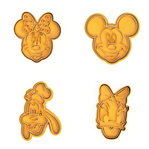 Mickey ratón Galleta cortador conjunto cortadores galletas minnie mentecato margarita 3D print model - Mito3D